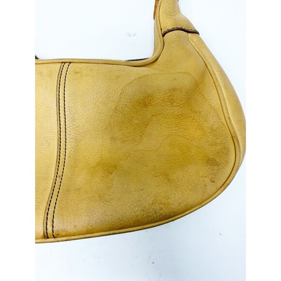Coach Legacy Leather Hobo Shoulder Bag Brass Hardware Yellow Tan One Size - Picture 3 of 12